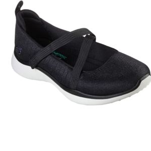 Skechers Shimmer Black Microburst Mary Jane Velcro Memory Foam Shoes 9 M